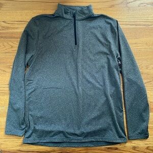 TSLA Men Grey Quarter Zip Performance Fabric Fleece Lined Base Layer Ski M